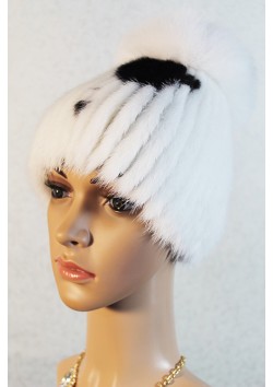 Меховая шапка "Фонарик" белая
