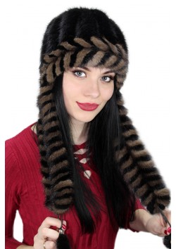 Вязаная норка с ушами "Луксия"