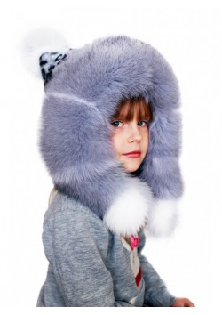 Детская шапка "Белочка голубая"