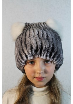 Шапка Киска с Белыми Ушками