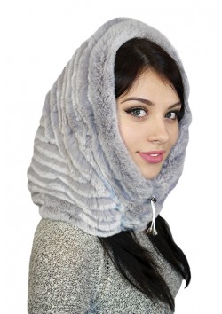 Капор меховой серо-голубой