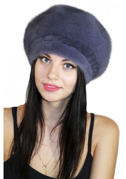 Норковый берет "Косичка"