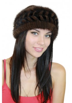 Меховой ободок коричневый