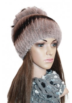 Меховая шапка "Цветочная поляна"